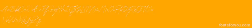 RedstockScript DEMO Font – Pink Fonts on Orange Background
