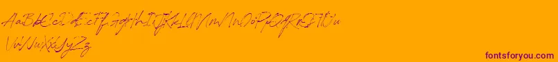 RedstockScript DEMO-Schriftart – Violette Schriften auf orangefarbenem Hintergrund