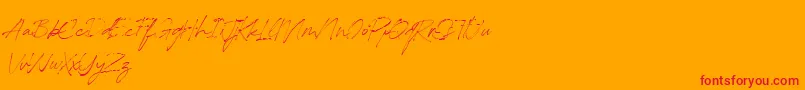 RedstockScript DEMO-Schriftart – Rote Schriften auf orangefarbenem Hintergrund