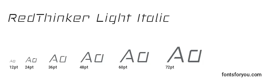 Tamaños de fuente RedThinker Light Italic