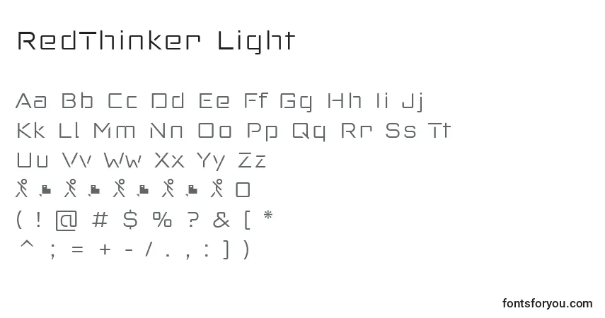 A fonte RedThinker Light – alfabeto, números, caracteres especiais