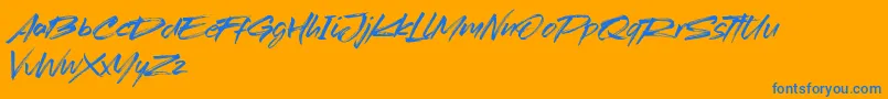 Redtowns-Schriftart – Blaue Schriften auf orangefarbenem Hintergrund