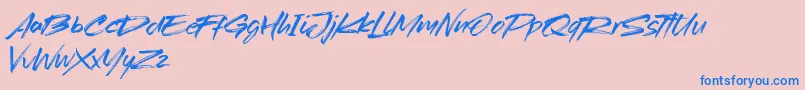 Redtowns-Schriftart – Blaue Schriften auf rosa Hintergrund