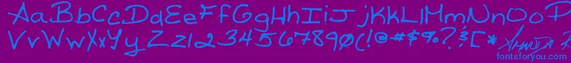More about Reed s Writing Font Reed s Writing Font – Blue Fonts on Purple Background