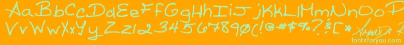 Reed s Writing-Schriftart – Grüne Schriften auf orangefarbenem Hintergrund