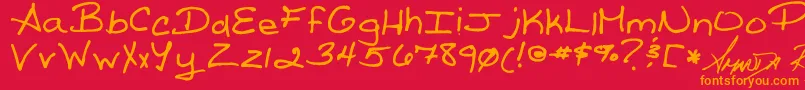 Reed s Writing Font – Orange Fonts on Red Background