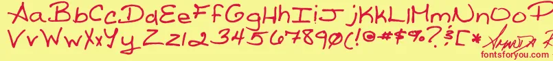 Reed s Writing Font – Red Fonts on Yellow Background