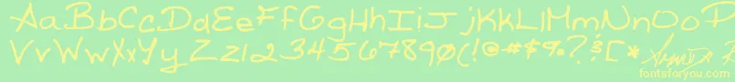 Reed s Writing Font – Yellow Fonts on Green Background