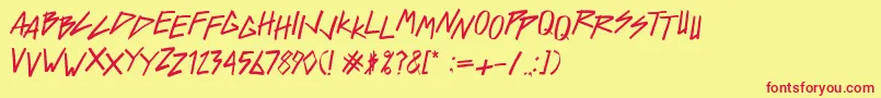 ReFf dEvIl -Schriftart – Rote Schriften auf gelbem Hintergrund