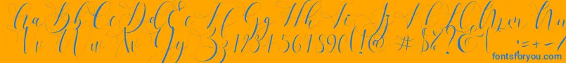 Refillia Regular  -Schriftart – Blaue Schriften auf orangefarbenem Hintergrund