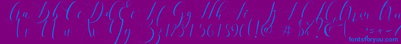 Refillia Regular  -Schriftart – Blaue Schriften auf violettem Hintergrund