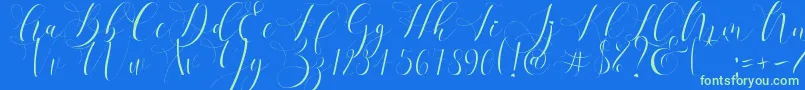 Refillia Regular   Font – Green Fonts on Blue Background