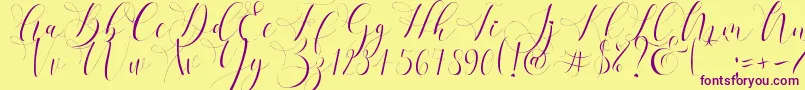 Refillia Regular  -Schriftart – Violette Schriften auf gelbem Hintergrund