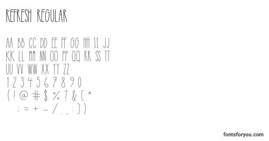 Czcionka Refresh Regular (138406) – alfabet, cyfry, specjalne znaki