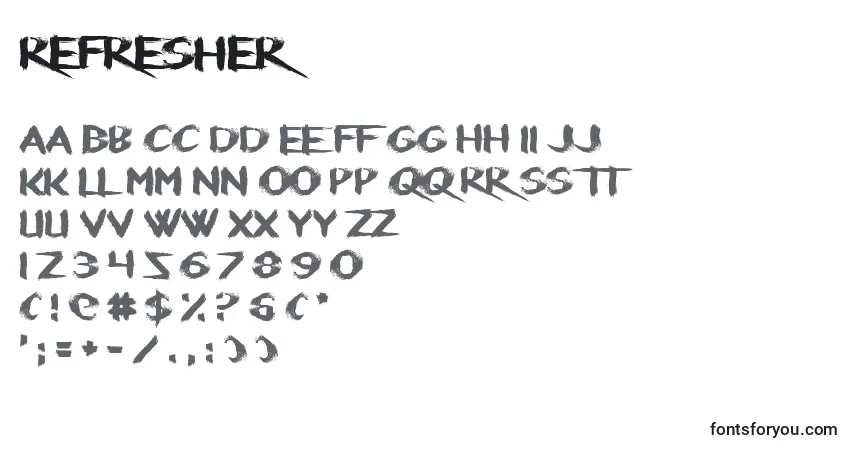 A fonte Refresher – alfabeto, números, caracteres especiais