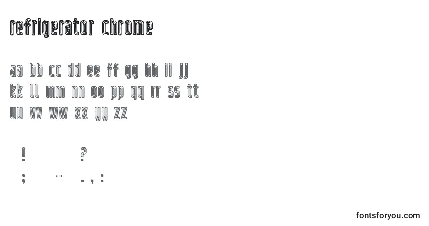 A fonte Refrigerator chrome – alfabeto, números, caracteres especiais