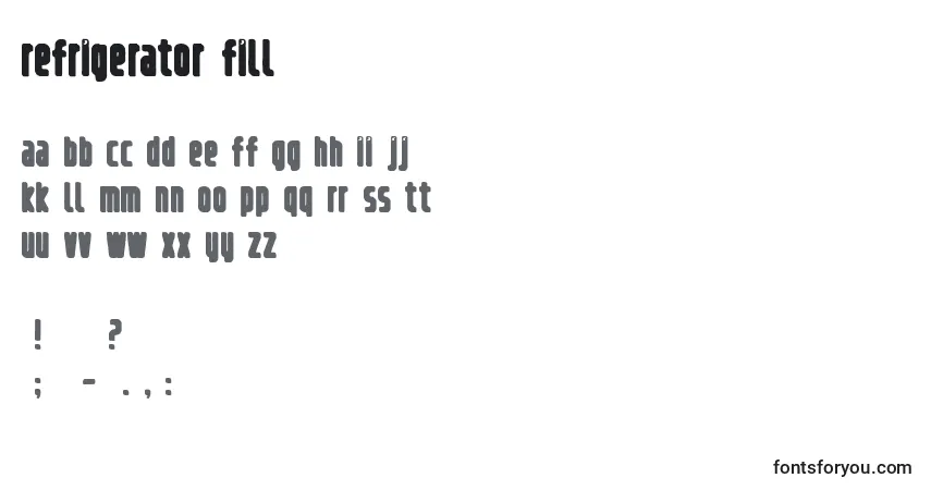Czcionka Refrigerator fill – alfabet, cyfry, specjalne znaki