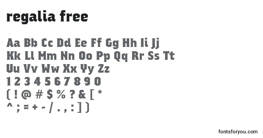 Czcionka Regalia free – alfabet, cyfry, specjalne znaki