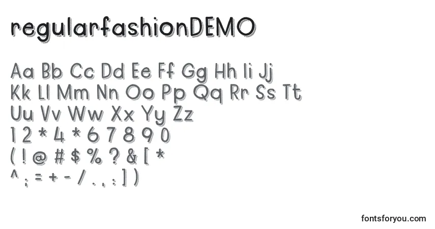 RegularfashionDEMO Font – alphabet, numbers, special characters