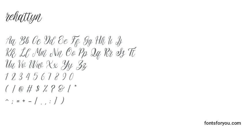 Schriftart Rehattyn (138423) – Alphabet, Zahlen, spezielle Symbole