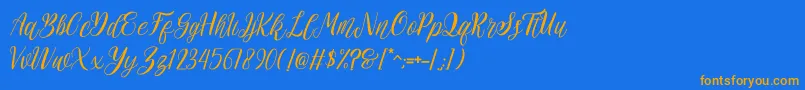 rehattyn Font – Orange Fonts on Blue Background
