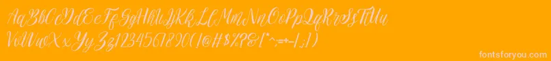 rehattyn-Schriftart – Rosa Schriften auf orangefarbenem Hintergrund