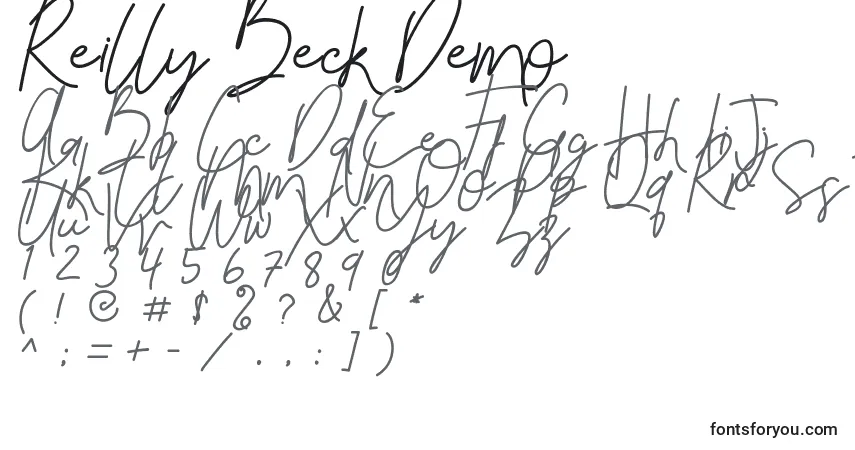 A fonte Reilly Beck Demo – alfabeto, números, caracteres especiais