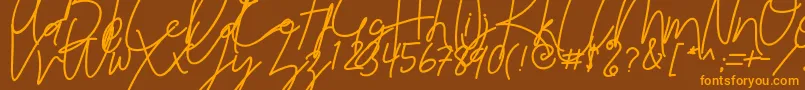 Reilly Beck Demo-Schriftart – Orangefarbene Schriften auf braunem Hintergrund