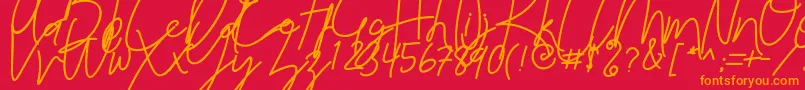 Reilly Beck Demo Font – Orange Fonts on Red Background