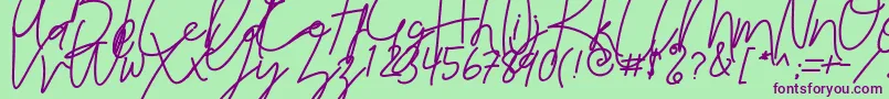 Reilly Beck Demo Font – Purple Fonts on Green Background