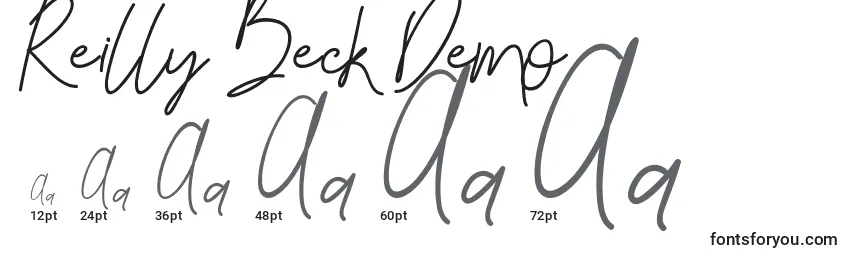 Reilly Beck Demo Font Sizes