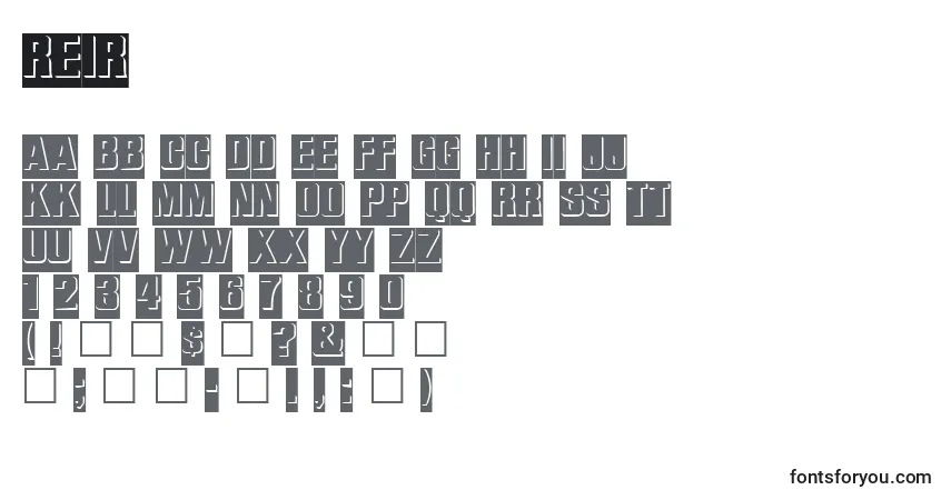 Schriftart Reir     – Alphabet, Zahlen, spezielle Symbole