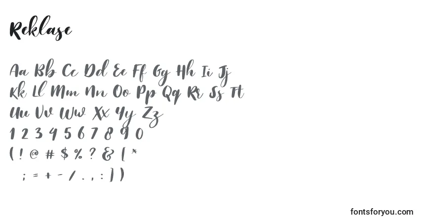 A fonte Reklase – alfabeto, números, caracteres especiais