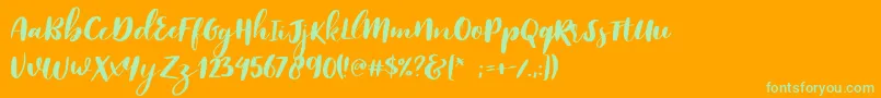 Reklase Font – Green Fonts on Orange Background