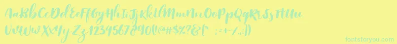 Reklase-Schriftart – Grüne Schriften auf gelbem Hintergrund