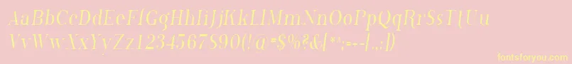 Sfphosphoruschloride-Schriftart – Gelbe Schriften auf rosa Hintergrund