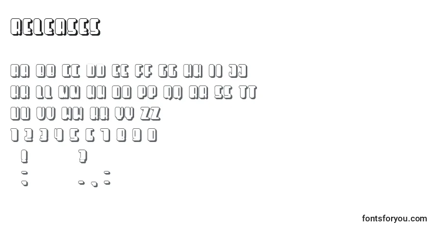 Czcionka Releases – alfabet, cyfry, specjalne znaki