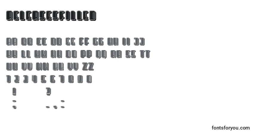 Шрифт ReleasesFilled – алфавит, цифры, специальные символы