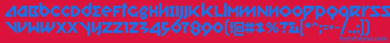 relish gargler-Schriftart – Blaue Schriften auf rotem Hintergrund