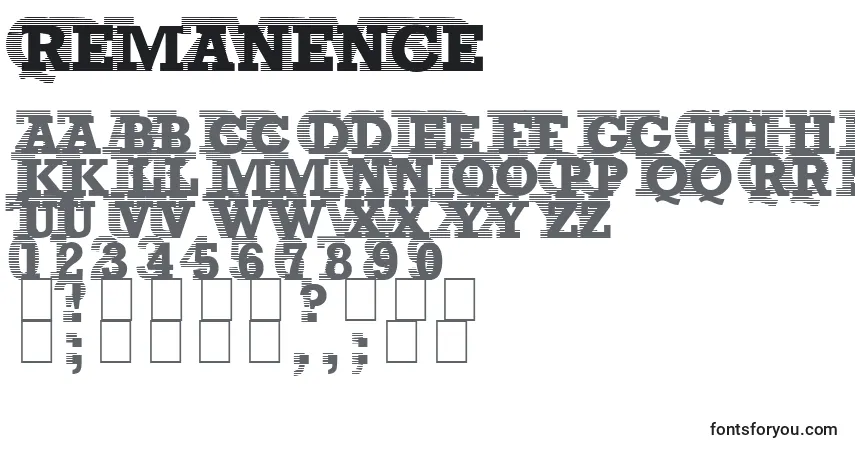 Schriftart Remanence – Alphabet, Zahlen, spezielle Symbole