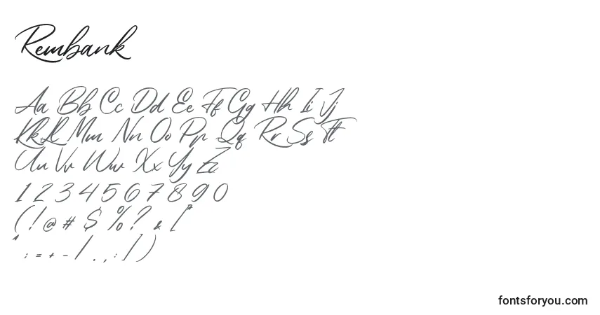 Шрифт Rembank – алфавит, цифры, специальные символы