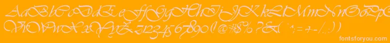 Vivacious-Schriftart – Rosa Schriften auf orangefarbenem Hintergrund