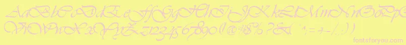 Vivacious-Schriftart – Rosa Schriften auf gelbem Hintergrund