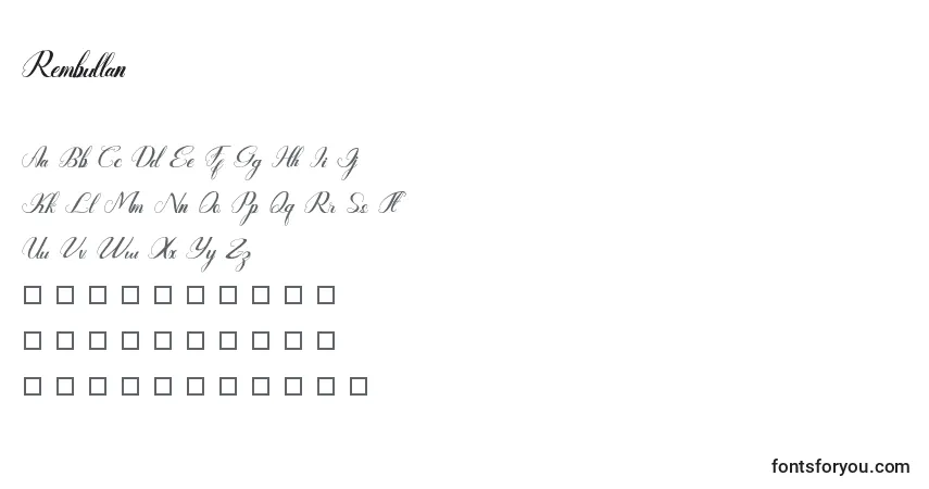 Czcionka Rembullan – alfabet, cyfry, specjalne znaki