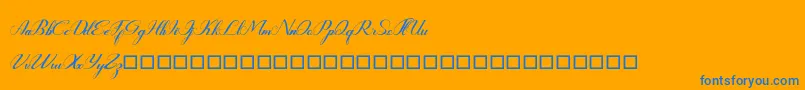 Rembullan-Schriftart – Blaue Schriften auf orangefarbenem Hintergrund
