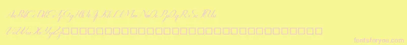 Rembullan-Schriftart – Rosa Schriften auf gelbem Hintergrund