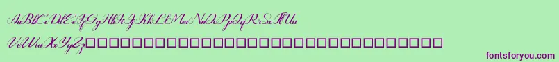 Rembullan-Schriftart – Violette Schriften auf grünem Hintergrund