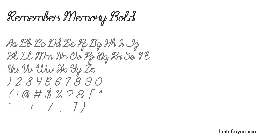 Remember Memory Bold-fontti – aakkoset, numerot, erikoismerkit