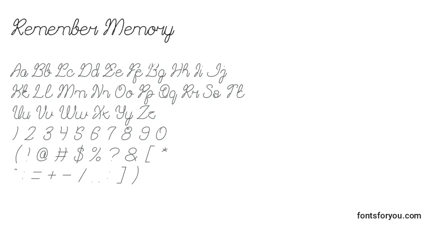 Remember Memoryフォント–アルファベット、数字、特殊文字
