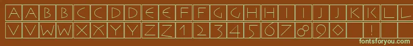 フォントRemember – 緑色の文字が茶色の背景にあります。